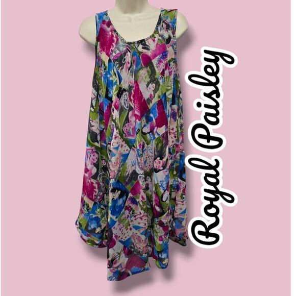 Royal Paisley women's multicolor "Divas" one size fits most sleeves lined dress - Picture 8 of 9